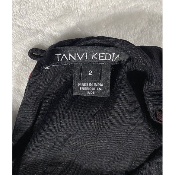 Tanvi Kedia Anthropologie Black Midi Dress Colorful Boho Wedding Women's Sz 2 - Picture 3 of 9